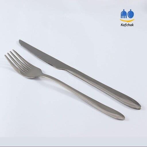 کارد و چنگال میوه خوری Kaban - مدل ساتین - استیل براق
